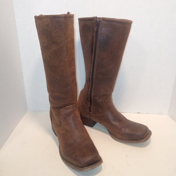 DURANGO "Charlotte" Women's Sz 9US/41EU Brown Aged Leather Inside Zip Tall Boots - Picture 1 of 12